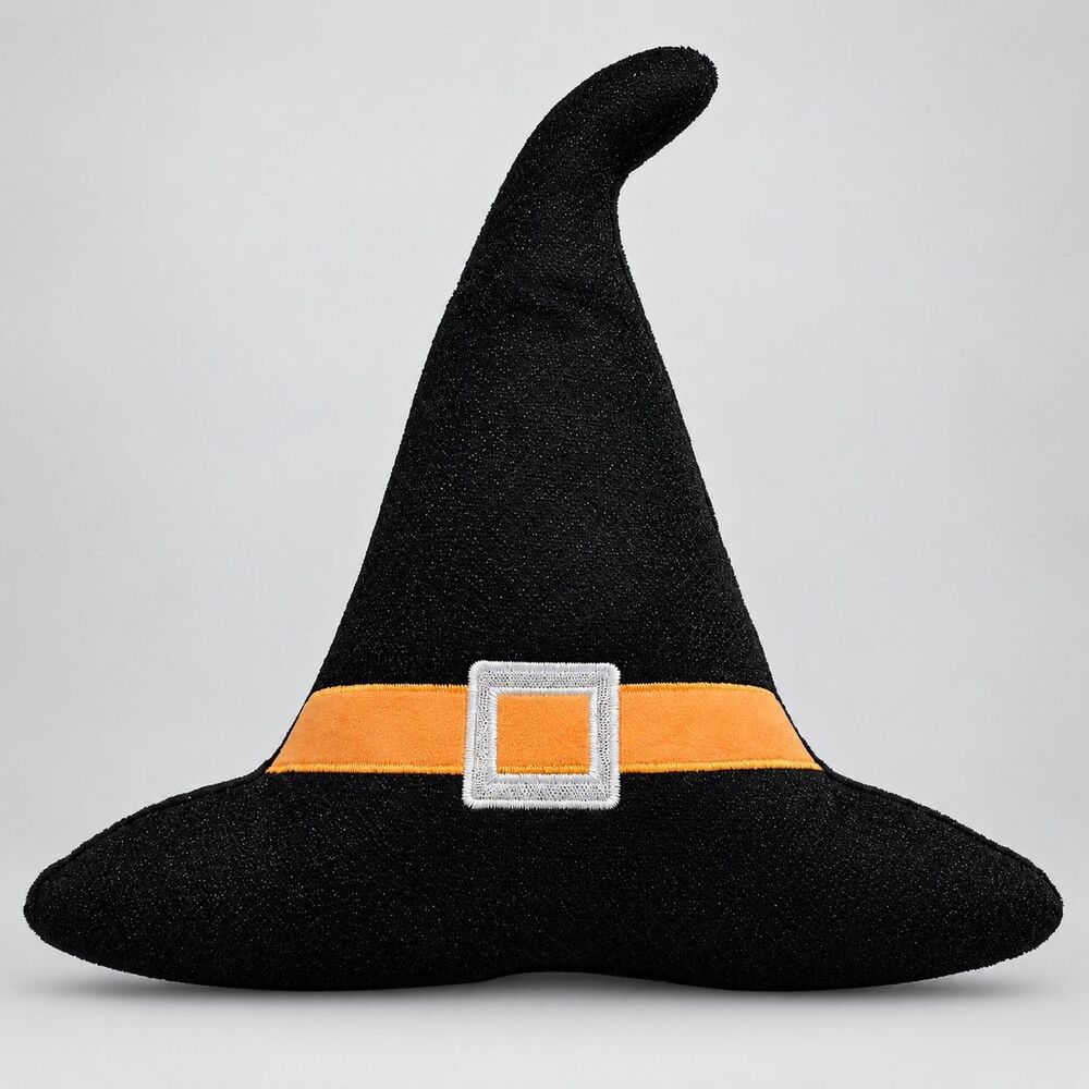 Target Halloween Witch Hat Decorative Throw Pillow Black Orange NWT Home Decor